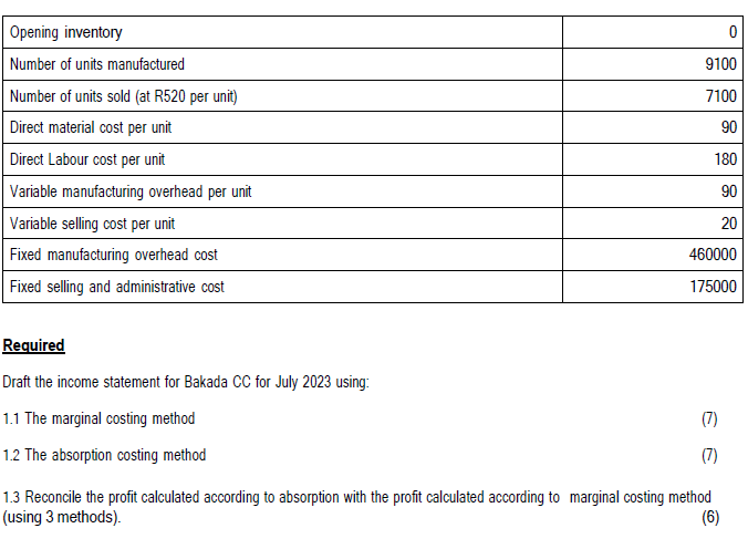Solved RequiredDraft the income statement for Bakada CC for | Chegg.com