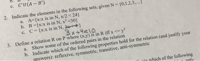 Solved B D C C U B 2 Indicate Elements Following Sets Given N 0 1 2 3 X X N X 2 Q Coursehigh