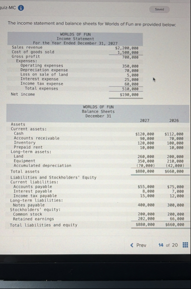 quiz-MC i ??????The income statement and balance | Chegg.com