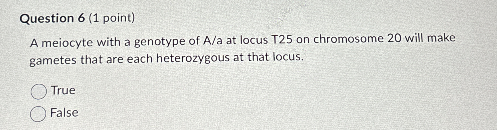 Solved Question 6 (1 ﻿point)A meiocyte with a genotype of Aa | Chegg.com