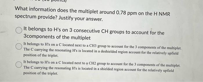 What information does the multiplet around 1.23ppm on | Chegg.com