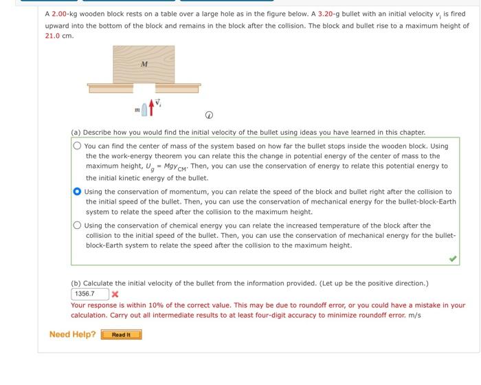 Solved A 2.00−kg wooden block rests on a table over a large | Chegg.com