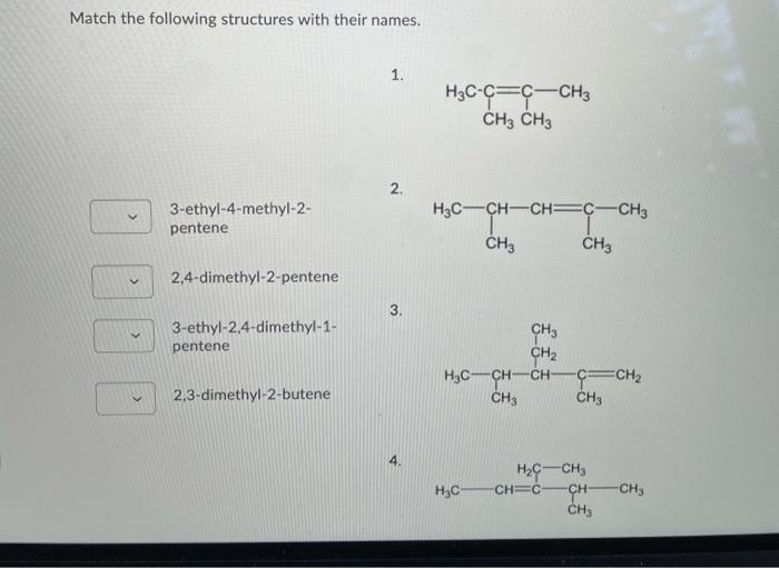 Solved Match the following structures with their names. 1. | Chegg.com