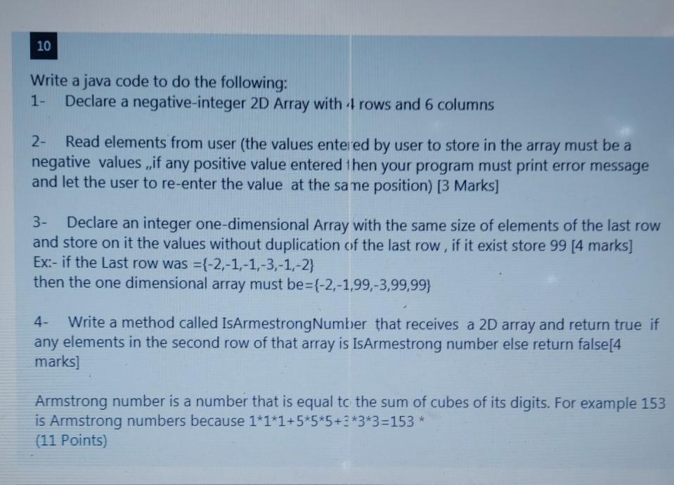 Solved 10 Write a java code to do the following: 1- Declare | Chegg.com