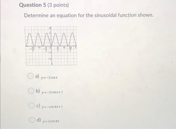 Solved Question 5 (3 points) Determine an equation for the | Chegg.com
