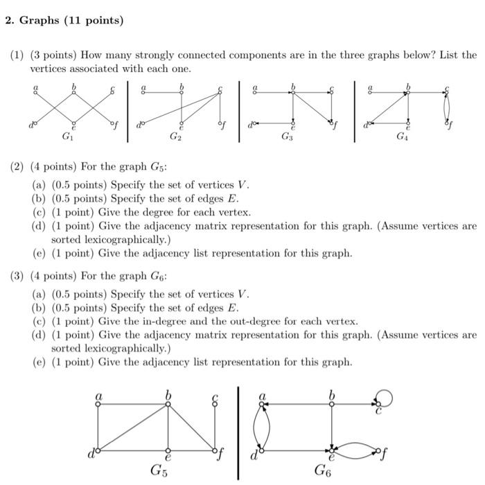 Solved 2. Graphs (11 points) (1) (3 points) How many | Chegg.com