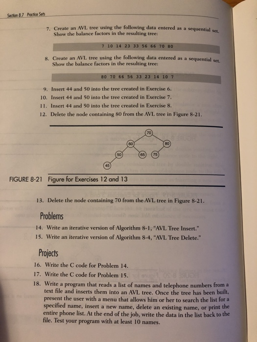 Solved 8.7 Practice Sets Exercises 1. Balance the AVL tree | Chegg.com