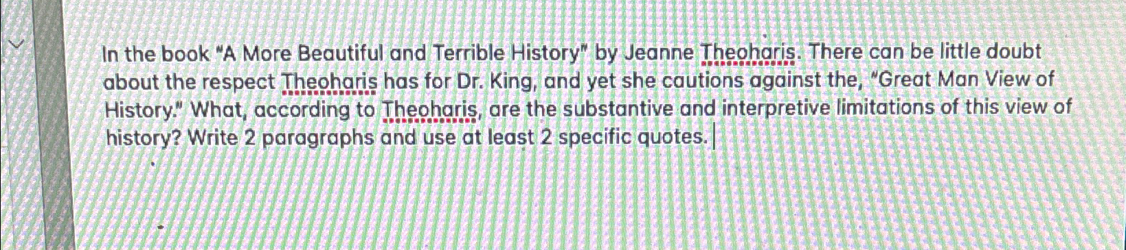 In the book "A More Beautiful and Terrible History" | Chegg.com