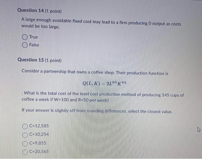 Solved A large enough avoidable fixed cost may lead to a