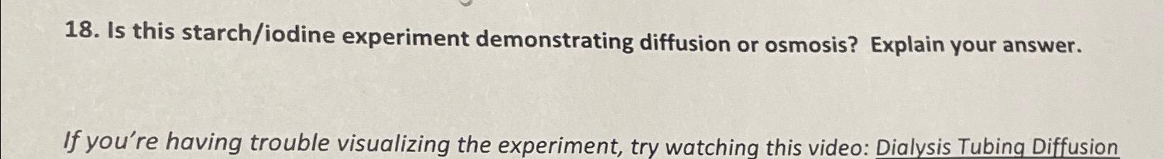 iodine starch dialysis tubing experiment