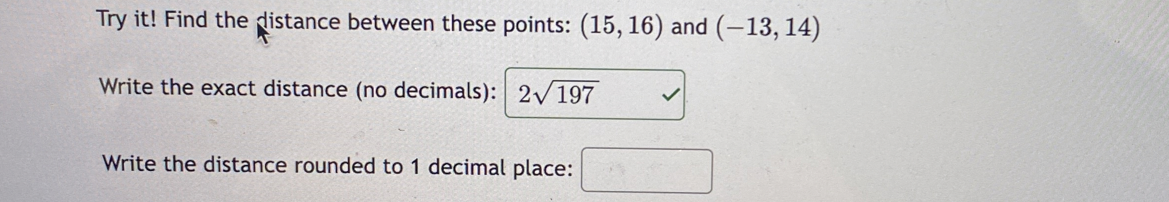 Try it! ﻿Find the distance between these points: | Chegg.com