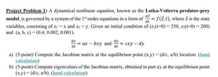 Solved dt Project Problem 1) A dynamical nonlinear equation, | Chegg.com