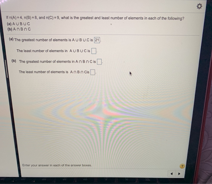 Solved If n(A) = 4, n(B) = 8, and n(C)= 9, what is the | Chegg.com