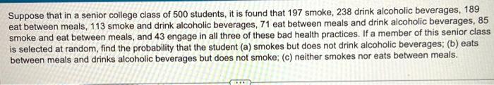 Solved Suppose That In A Senior College Class Of 500 | Chegg.com