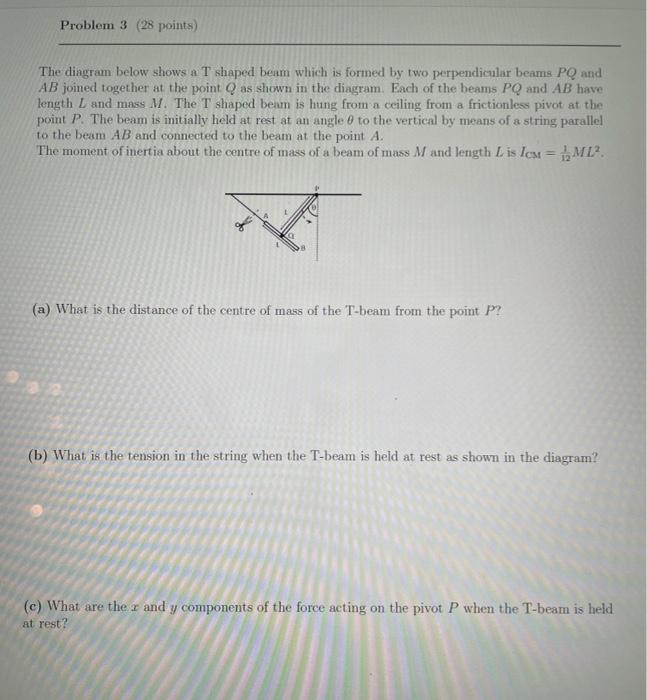 Solved Problem 3 (28 points) The dingram below shows a T | Chegg.com
