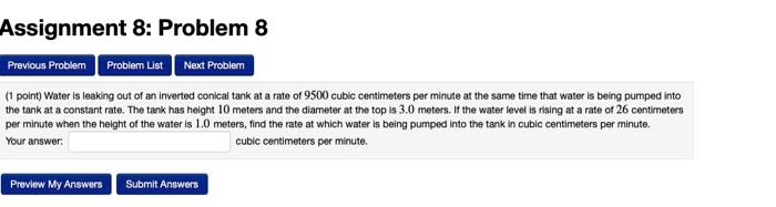 Solved Assignment 8: Problem 8 Previous Problem Problem List | Chegg.com