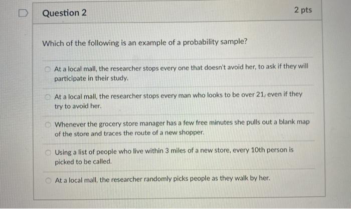 Solved D Question 1 2 pts Which of the following is an | Chegg.com