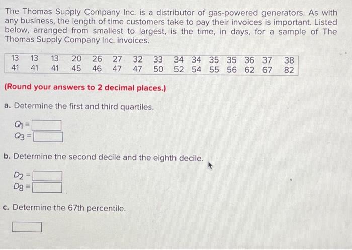 Solved The Thomas Supply Company Inc Is A Distributor Of Chegg Com   Image