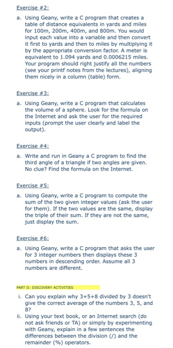 Solved PART 1: PROGRAMMING EXERCISES Exercise #1: A. Using | Chegg.com