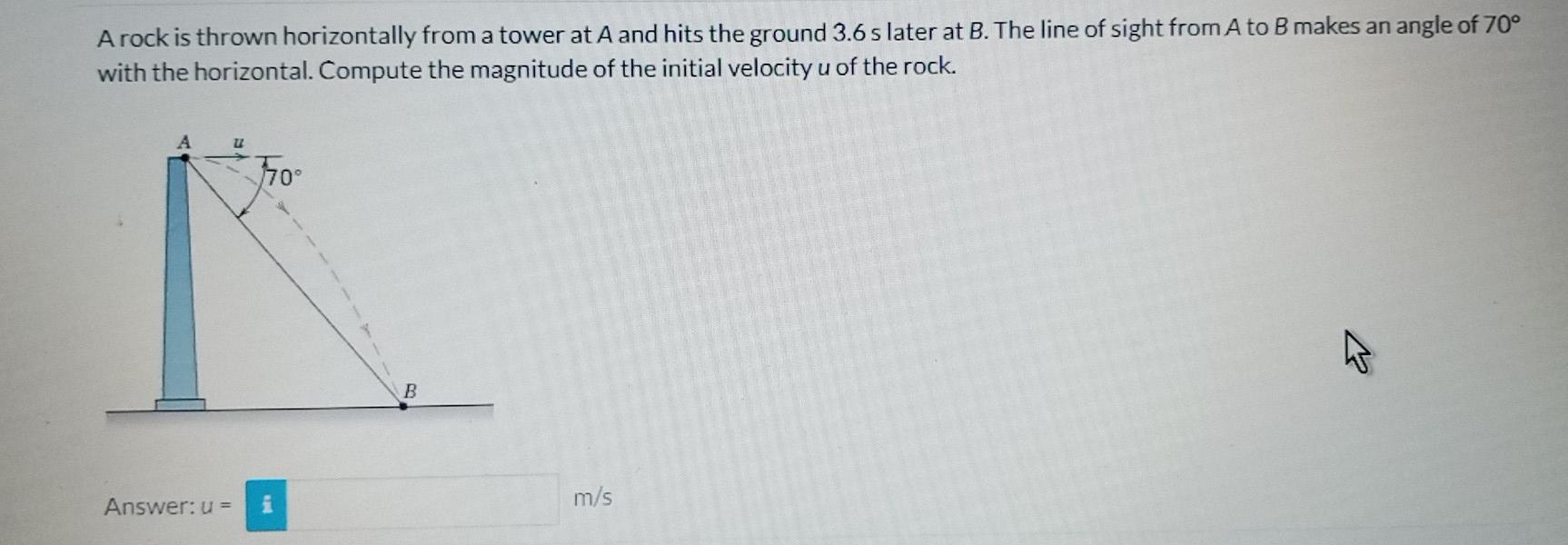 Solved A rock is thrown horizontally from a tower at A and | Chegg.com