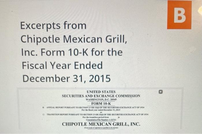 B Excerpts from Chipotle Mexican Form | Chegg.com