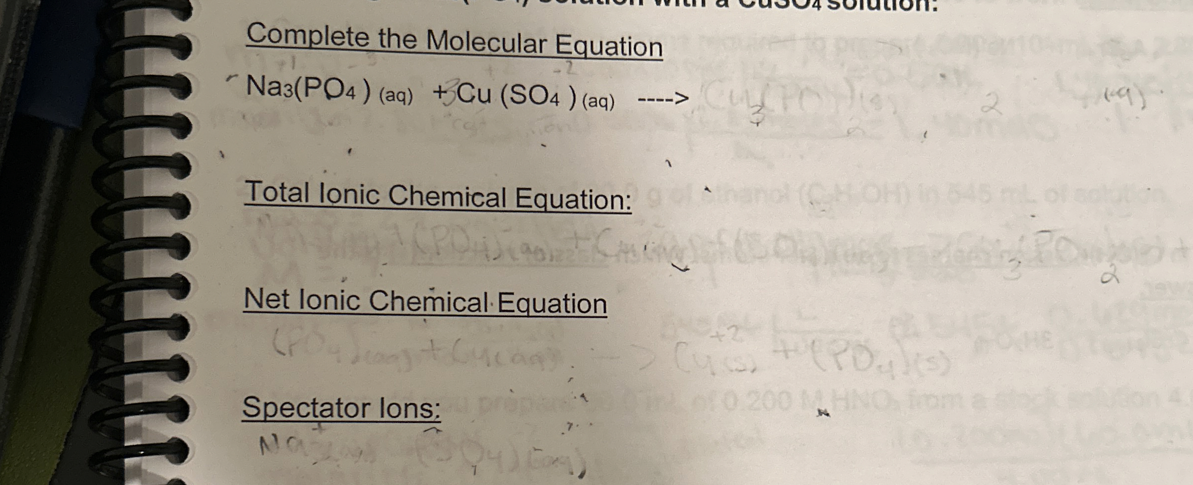 Solved Complete the Molecular EquationTotal Ionic Chemical