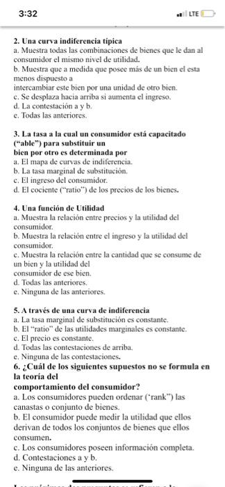 2. Una curva indiferencia tipica a. Muestra todas las combinaciones de bienes que le dan al consumidor el mismo nivel de util