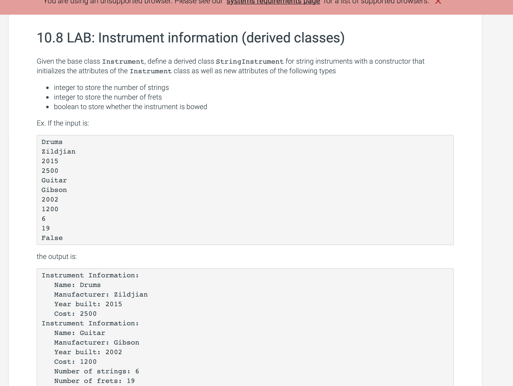 Solved 10.8 ﻿LAB Instrument information (derived