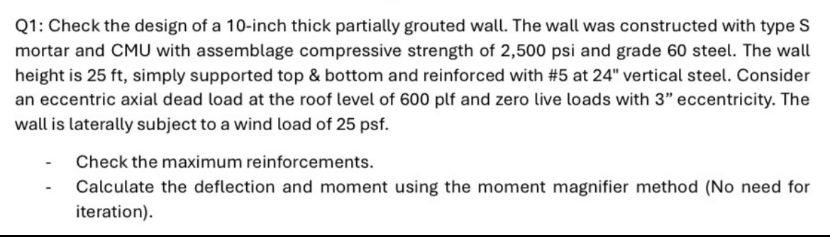 Solved Q1: Check the design of a 10 -inch thick partially | Chegg.com