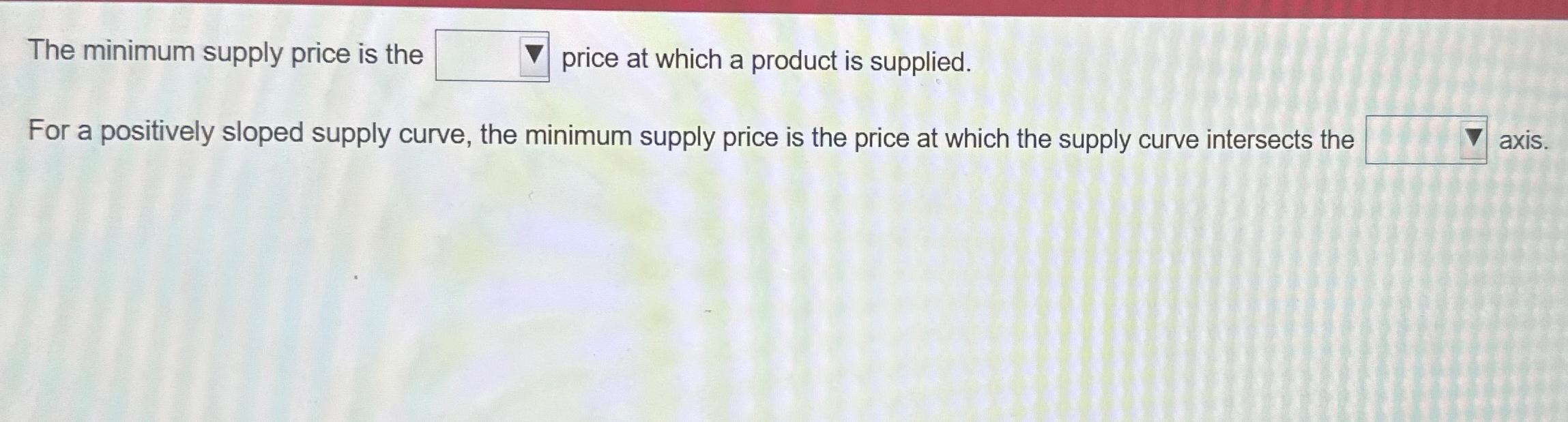 Solved The minimum supply price is the price at which a