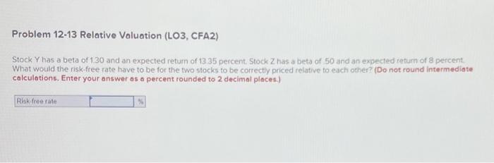 Solved Problem 12-13 Relative Valuation (LO3, CFA2) Stock Y | Chegg.com