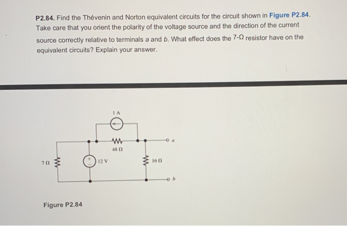 Solved P Find The Th Venin And Norton Equivalent Chegg Com