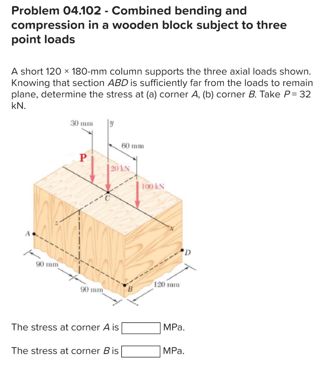 Solved Problem 04.102 Combined bending and compression in