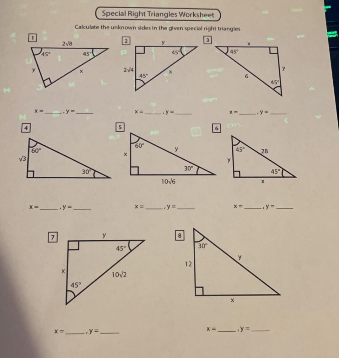 Solved Special Triangles (21-21-21 and 21-21-21 ) Worksheet Intended For 30 60 90 Triangles Worksheet