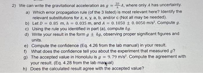 Solved 2) We can write the gravitational acceleration as | Chegg.com