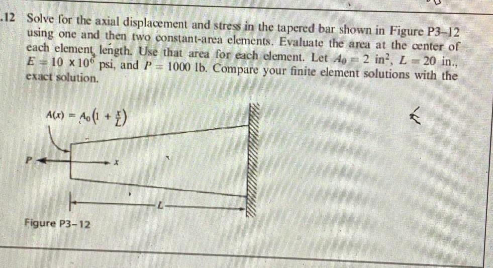 Solved 12 Solve for the axial displacement and stress in the | Chegg.com