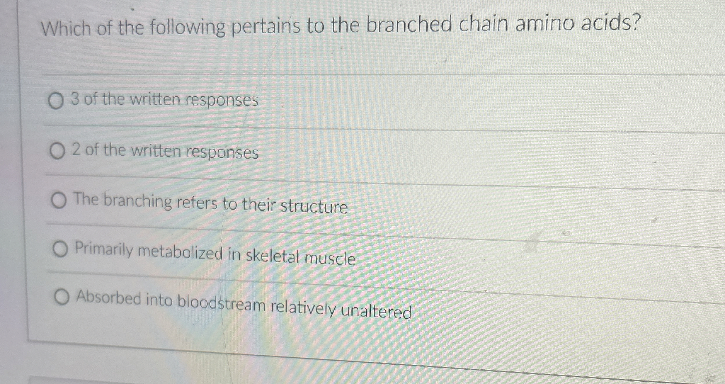 Solved Which of the following pertains to the branched chain | Chegg.com