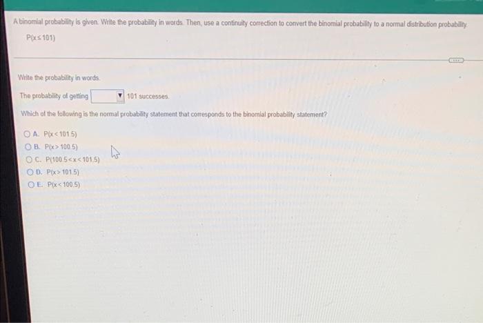 Solved a A binomial probability is given Write the | Chegg.com