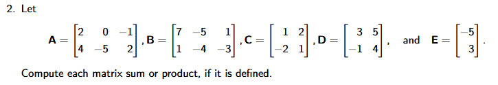 Solved Solve a) ﻿A + 3Bb) 2C − 3Ec) ﻿DBd) ﻿EC | Chegg.com