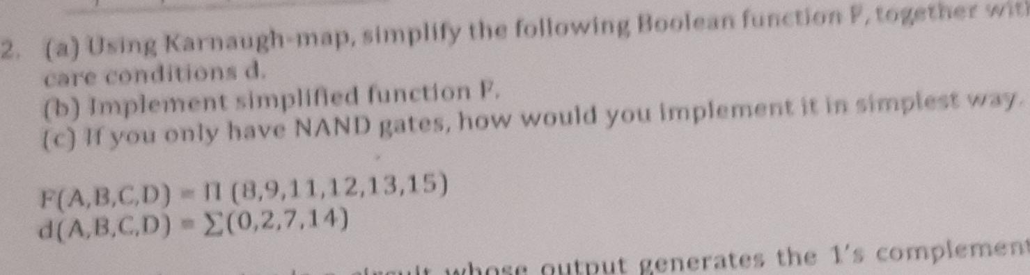 Solved (a) ﻿Using Karnaugh-map, Simplify The Following | Chegg.com