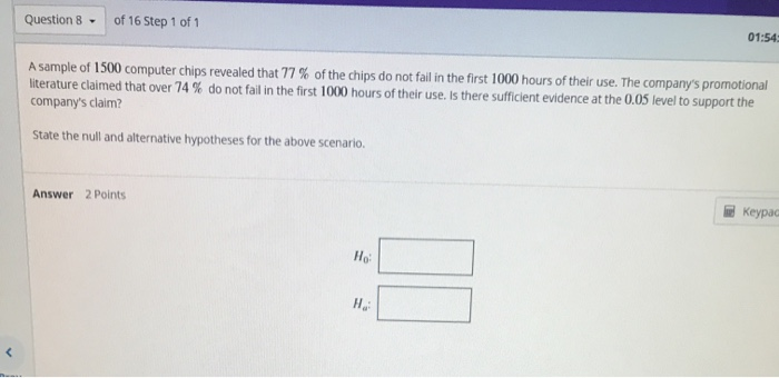 Solved Question 7- of 16 Step 1 of 1 01:55:05. A sample of | Chegg.com