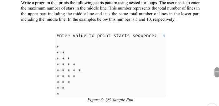 Solved Write a program that prints the following starts | Chegg.com