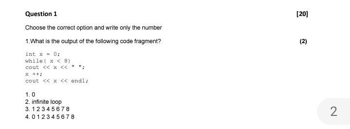 Solved Question 1[20]choose The Correct Option And Write