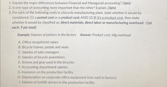 Solved 1. Explain the major differences between Financial | Chegg.com