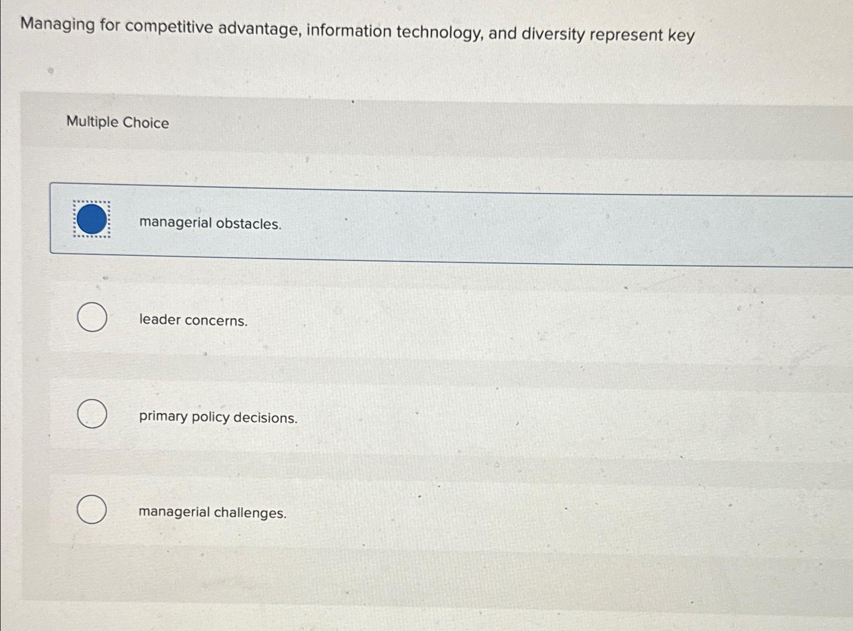 Solved Managing for competitive advantage, information | Chegg.com