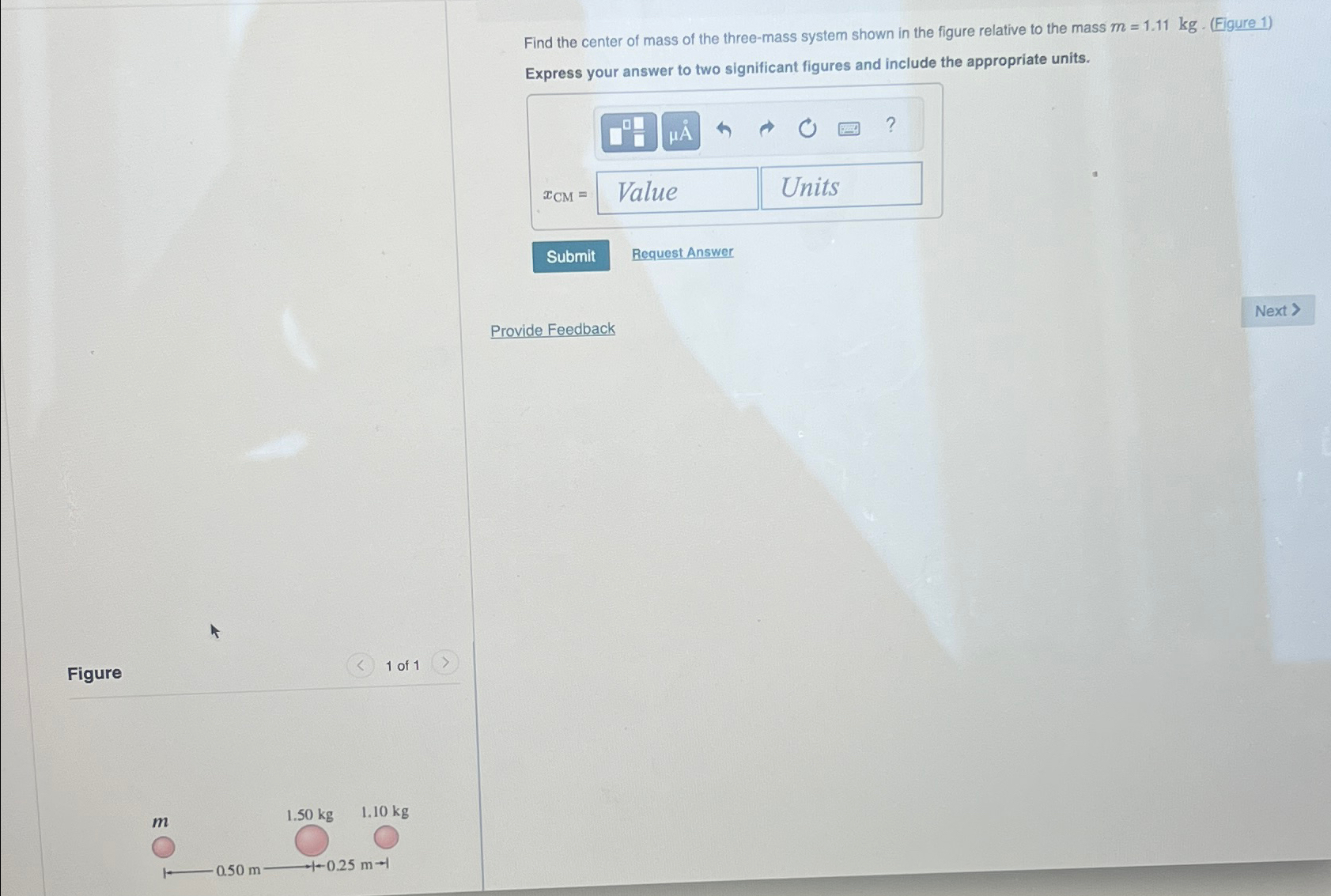 Solved Find the center of mass of the three-mass system | Chegg.com