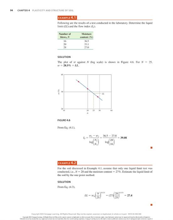 Solved Results From Liquid And Plastic Limit Tests Conducted | Chegg.com