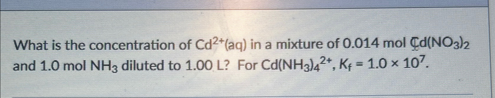 What is the concentration of Cd2+(aq) ﻿in a mixture | Chegg.com