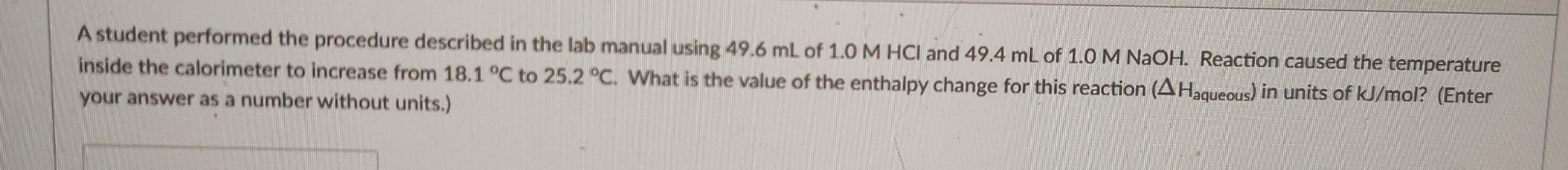 Solved A student performed the procedure described in the | Chegg.com