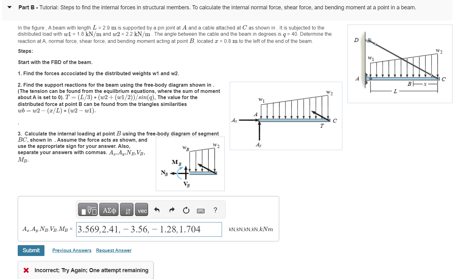 Internal Forces Questions Solved Part B - Tutorial: Steps to find the internal forces | Chegg.com